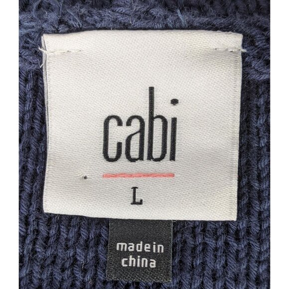Cabi Womens Large LG El Captain Hooded Knit Cardigan Sweater Pockets Navy Blue - Picture 3 of 6
